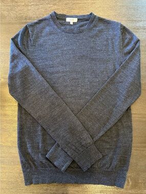 Reiss Men's Navy Crew Neck Lightweight Merino Sweater